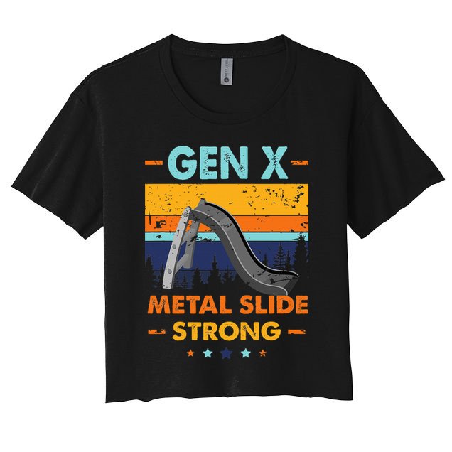 Vintage Gen X Generation Sarcasm Gen X Metalslide A Strong Crop Top