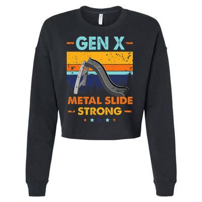 Vintage Gen X Generation Sarcasm Gen X Metalslide A Strong Cropped Pullover Crew