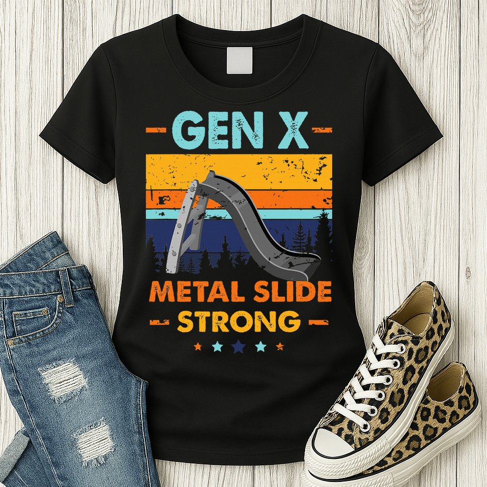 Vintage Gen X Generation Sarcasm Gen X Metalslide A Strong Womens T-Shirt