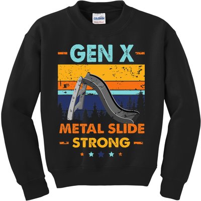Vintage Gen X Generation Sarcasm Gen X Metalslide A Strong Kids Sweatshirt