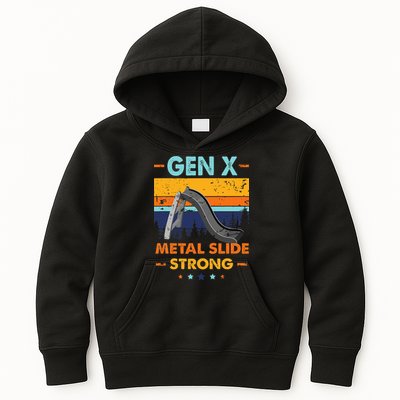 Vintage Gen X Generation Sarcasm Gen X Metalslide A Strong Kids Hoodie