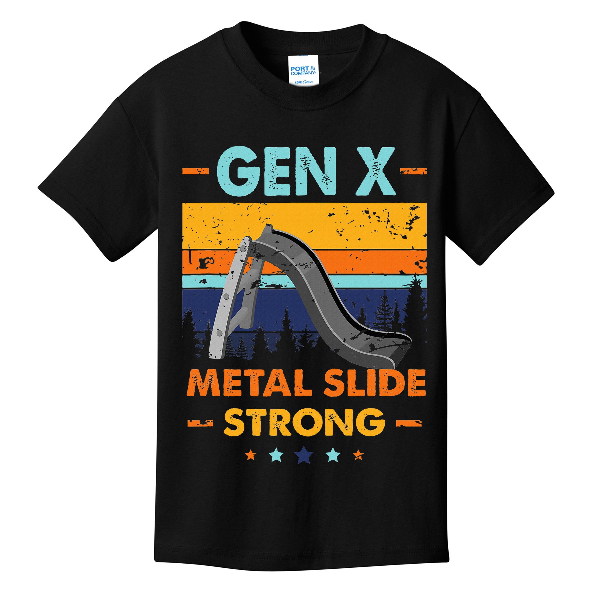 Vintage Gen X Generation Sarcasm Gen X Metalslide A Strong Kids T-Shirt