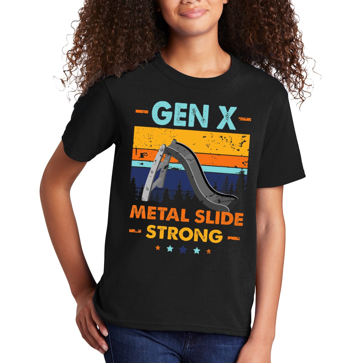 Vintage Gen X Generation Sarcasm Gen X Metalslide A Strong Kids T-Shirt