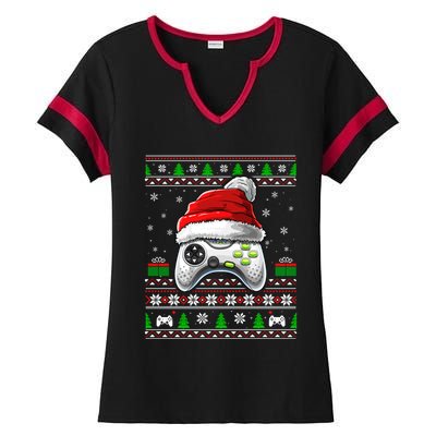 Video Gamer Xmas Holiday Video Game Controller Christmas Gift Ladies Halftime Notch Neck Tee