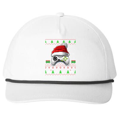 Video Gamer Xmas Holiday Video Game Controller Christmas Gift Snapback Five-Panel Rope Hat