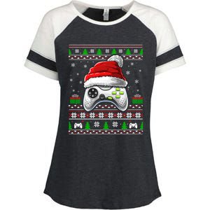 Video Gamer Xmas Holiday Video Game Controller Christmas Gift Enza Ladies Jersey Colorblock Tee