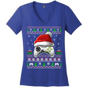 Video Gamer Xmas Holiday Video Game Controller Christmas Gift Women's V-Neck T-Shirt