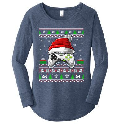 Video Gamer Xmas Holiday Video Game Controller Christmas Gift Women's Perfect Tri Tunic Long Sleeve Shirt