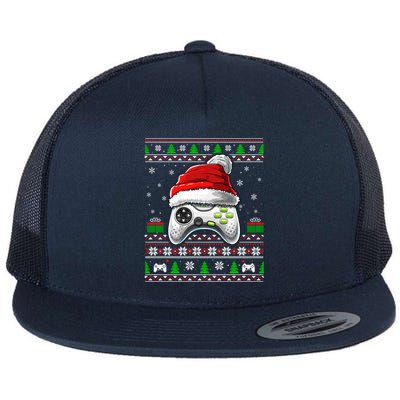 Video Gamer Xmas Holiday Video Game Controller Christmas Gift Flat Bill Trucker Hat