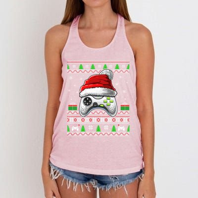 Video Gamer Xmas Holiday Video Game Controller Christmas Gift Women's Knotted Racerback Tank