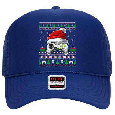 Video Gamer Xmas Holiday Video Game Controller Christmas Gift High Crown Mesh Back Trucker Hat