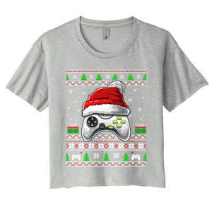 Video Gamer Xmas Holiday Video Game Controller Christmas Gift Women's Crop Top Tee