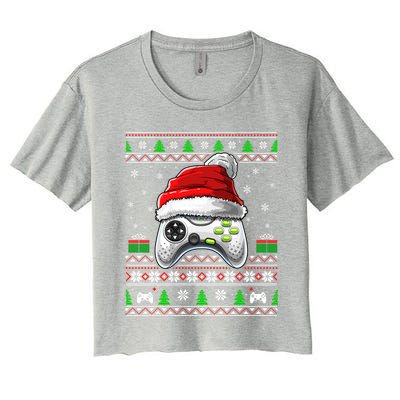 Video Gamer Xmas Holiday Video Game Controller Christmas Gift Women's Crop Top Tee