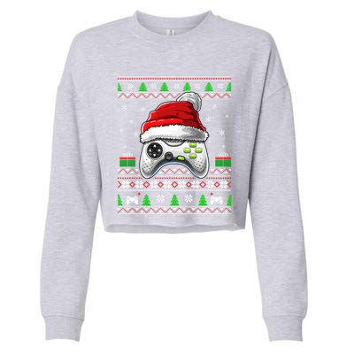 Video Gamer Xmas Holiday Video Game Controller Christmas Gift Cropped Pullover Crew