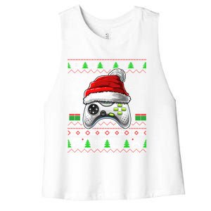 Video Gamer Xmas Holiday Video Game Controller Christmas Gift Women's Racerback Cropped Tank