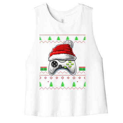 Video Gamer Xmas Holiday Video Game Controller Christmas Gift Women's Racerback Cropped Tank