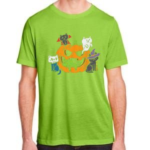 Vampire Ghost Zombie Witch Cats In Pumpkin Cute Halloween Adult ChromaSoft Performance T-Shirt