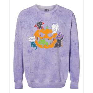 Vampire Ghost Zombie Witch Cats In Pumpkin Cute Halloween Colorblast Crewneck Sweatshirt