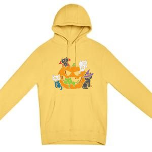 Vampire Ghost Zombie Witch Cats In Pumpkin Cute Halloween Premium Pullover Hoodie