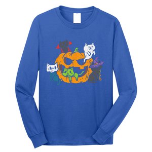 Vampire Ghost Zombie Witch Cats In Pumpkin Cute Halloween Long Sleeve Shirt