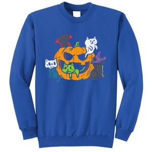 Vampire Ghost Zombie Witch Cats In Pumpkin Cute Halloween Sweatshirt