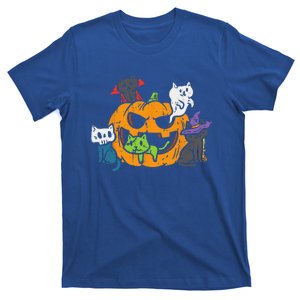 Vampire Ghost Zombie Witch Cats In Pumpkin Cute Halloween T-Shirt