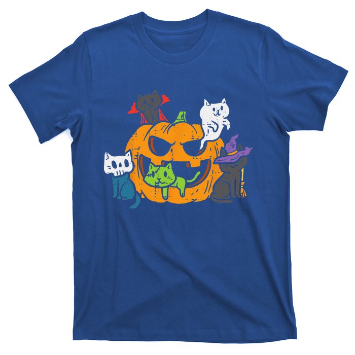 Vampire Ghost Zombie Witch Cats In Pumpkin Cute Halloween T-Shirt