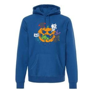 Vampire Ghost Zombie Witch Cats In Pumpkin Cute Halloween Premium Hoodie