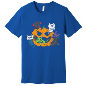 Vampire Ghost Zombie Witch Cats In Pumpkin Cute Halloween Premium T-Shirt