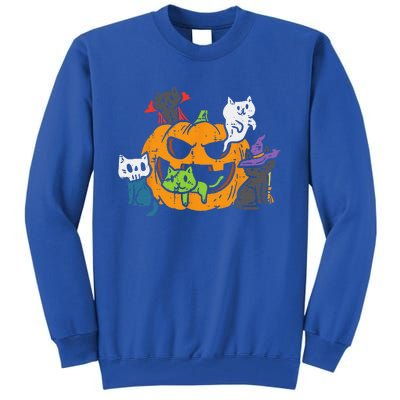 Vampire Ghost Zombie Witch Cats In Pumpkin Cute Halloween Tall Sweatshirt