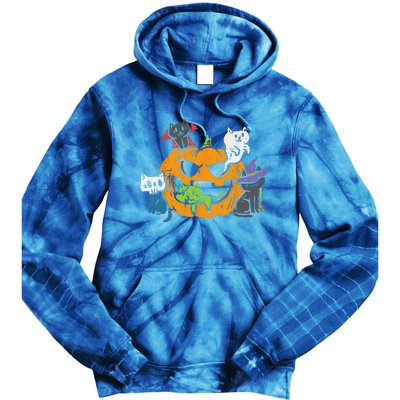 Vampire Ghost Zombie Witch Cats In Pumpkin Cute Halloween Tie Dye Hoodie