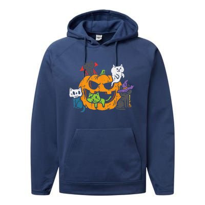 Vampire Ghost Zombie Witch Cats In Pumpkin Cute Halloween Performance Fleece Hoodie