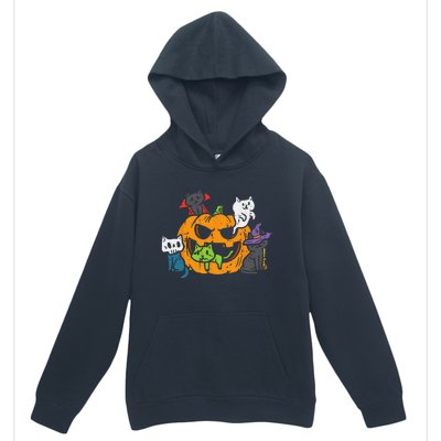 Vampire Ghost Zombie Witch Cats In Pumpkin Cute Halloween Urban Pullover Hoodie