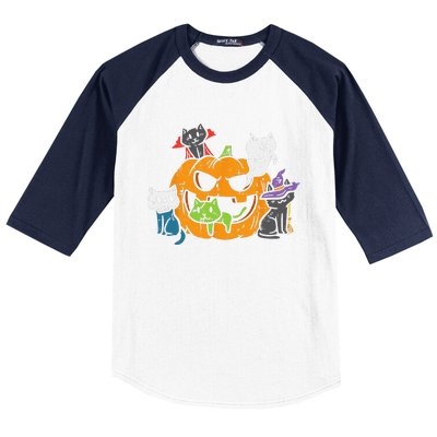 Vampire Ghost Zombie Witch Cats In Pumpkin Cute Halloween Baseball Sleeve Shirt