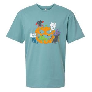 Vampire Ghost Zombie Witch Cats In Pumpkin Cute Halloween Sueded Cloud Jersey T-Shirt