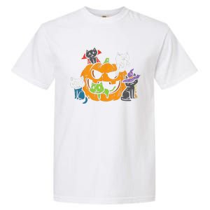 Vampire Ghost Zombie Witch Cats In Pumpkin Cute Halloween Garment-Dyed Heavyweight T-Shirt