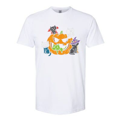 Vampire Ghost Zombie Witch Cats In Pumpkin Cute Halloween Softstyle CVC T-Shirt