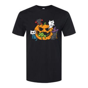 Vampire Ghost Zombie Witch Cats In Pumpkin Cute Halloween Softstyle CVC T-Shirt