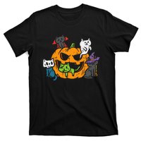 Vampire Ghost Zombie Witch Cats In Pumpkin T-Shirt