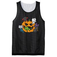 Vampire Ghost Zombie Witch Cats In Pumpkin Mesh Reversible Basketball Jersey Tank