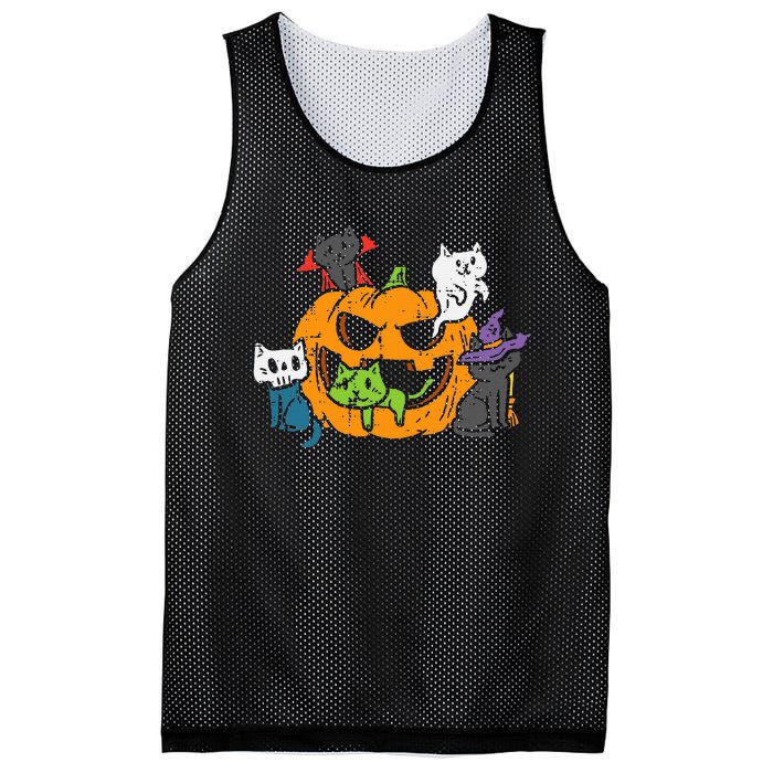 Vampire Ghost Zombie Witch Cats In Pumpkin Mesh Reversible Basketball Jersey Tank