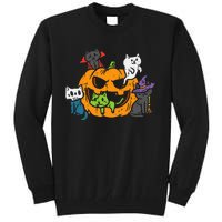 Vampire Ghost Zombie Witch Cats In Pumpkin Tall Sweatshirt