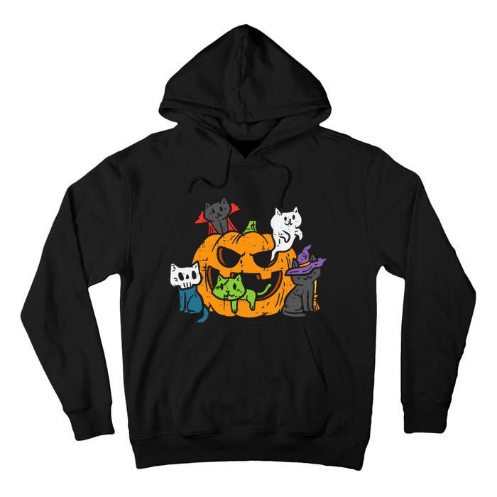 Vampire Ghost Zombie Witch Cats In Pumpkin Tall Hoodie