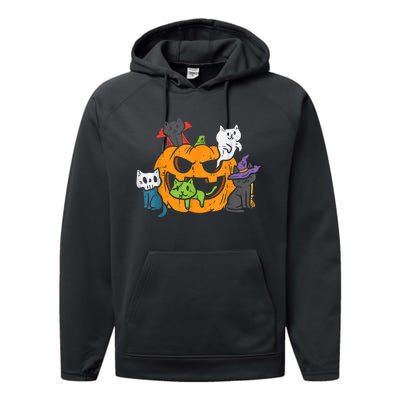 Vampire Ghost Zombie Witch Cats In Pumpkin Halloween Performance Fleece Hoodie