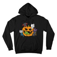 Vampire Ghost Zombie Witch Cats In Pumpkin Halloween Hoodie