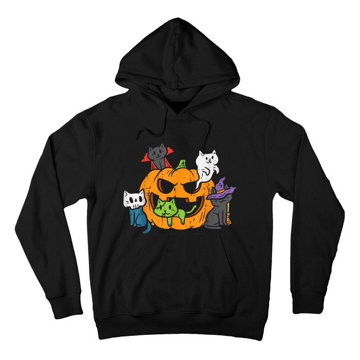 Vampire Ghost Zombie Witch Cats In Pumpkin Halloween Hoodie