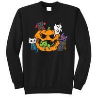 Vampire Ghost Zombie Witch Cats In Pumpkin Halloween Sweatshirt