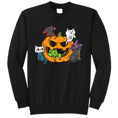 Vampire Ghost Zombie Witch Cats In Pumpkin Halloween Sweatshirt