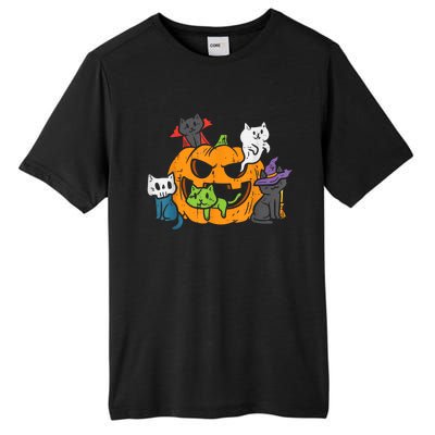 Vampire Ghost Zombie Witch Cats In Pumpkin Halloween Tall Fusion ChromaSoft Performance T-Shirt