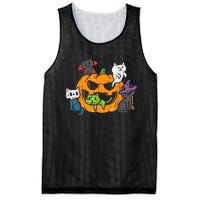 Vampire Ghost Zombie Witch Cats In Pumpkin Halloween Mesh Reversible Basketball Jersey Tank